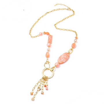 Ketting - Lange ket Stone Peach -