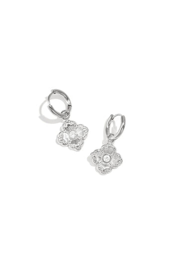 Oorbel - Bloem Zilver -