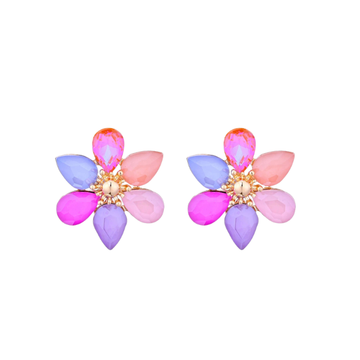 Oorbel - Glas kristal bloem Multicolor -