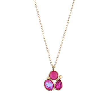 Ketting - Glas kristal donker Roze -
