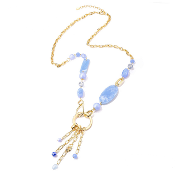 Ketting - Lange ket Stone Licht Blauw -