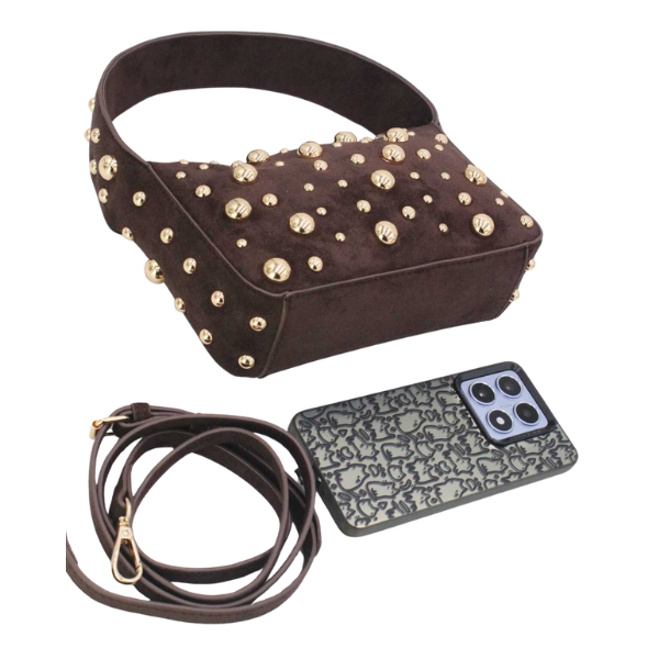 - Bags - Tom & Eva Clutch met studs Choco -