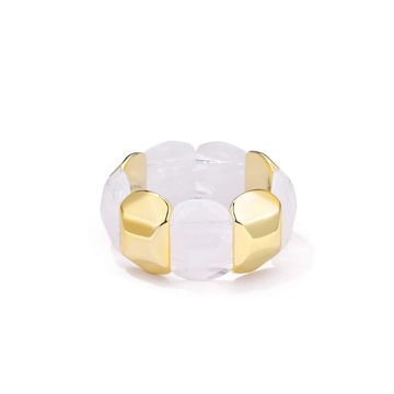 Armband  - Elastiek wit/goud -