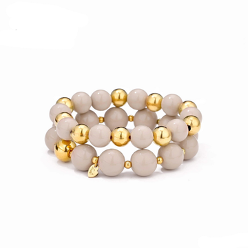 Armband  - Kraal 2Laags Beige -