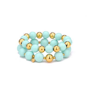 Armband  - Kraal 2Laags Turquoise -