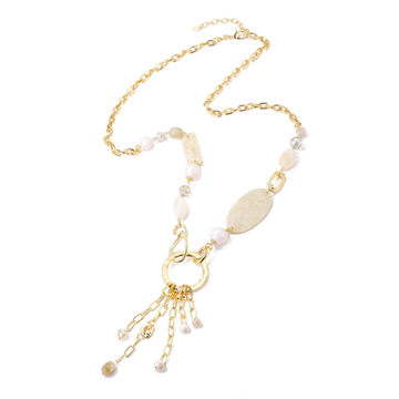 Ketting - Lange ket Stone Creme -