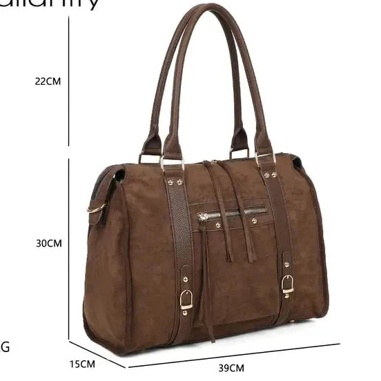 - Bags - Bibi Dames tas Bruin Suede XL -