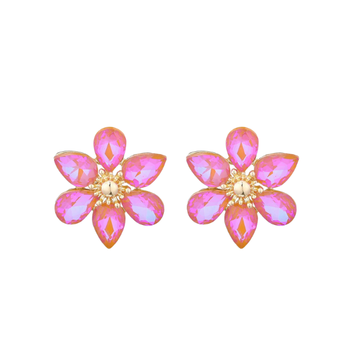 Oorbel - Glas kristal bloem Fuchsia -