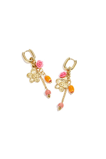 Oorbel - Bloem met hangers -