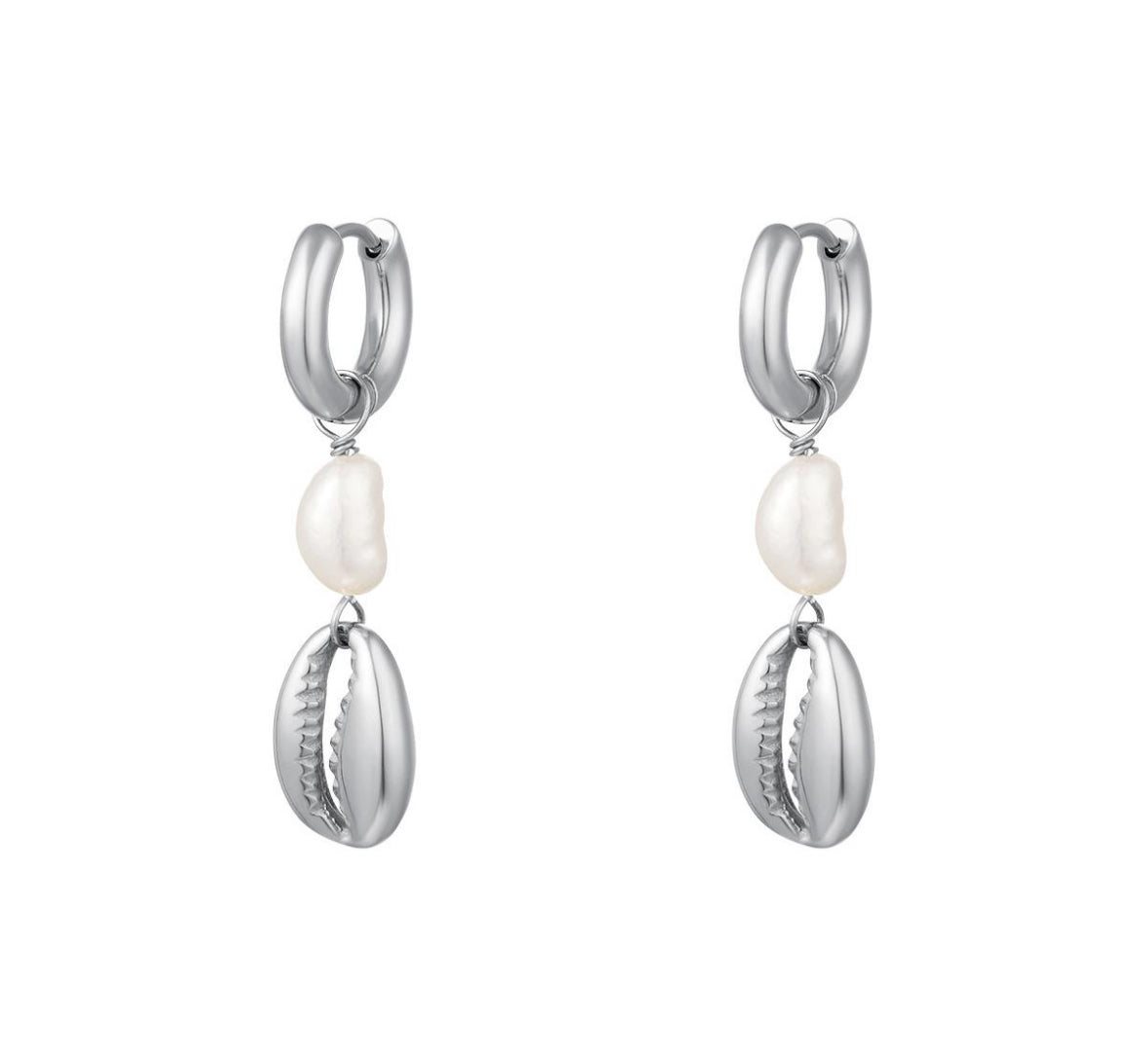 Oorbel - Parel zilver -