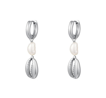 Oorbel - Parel zilver -