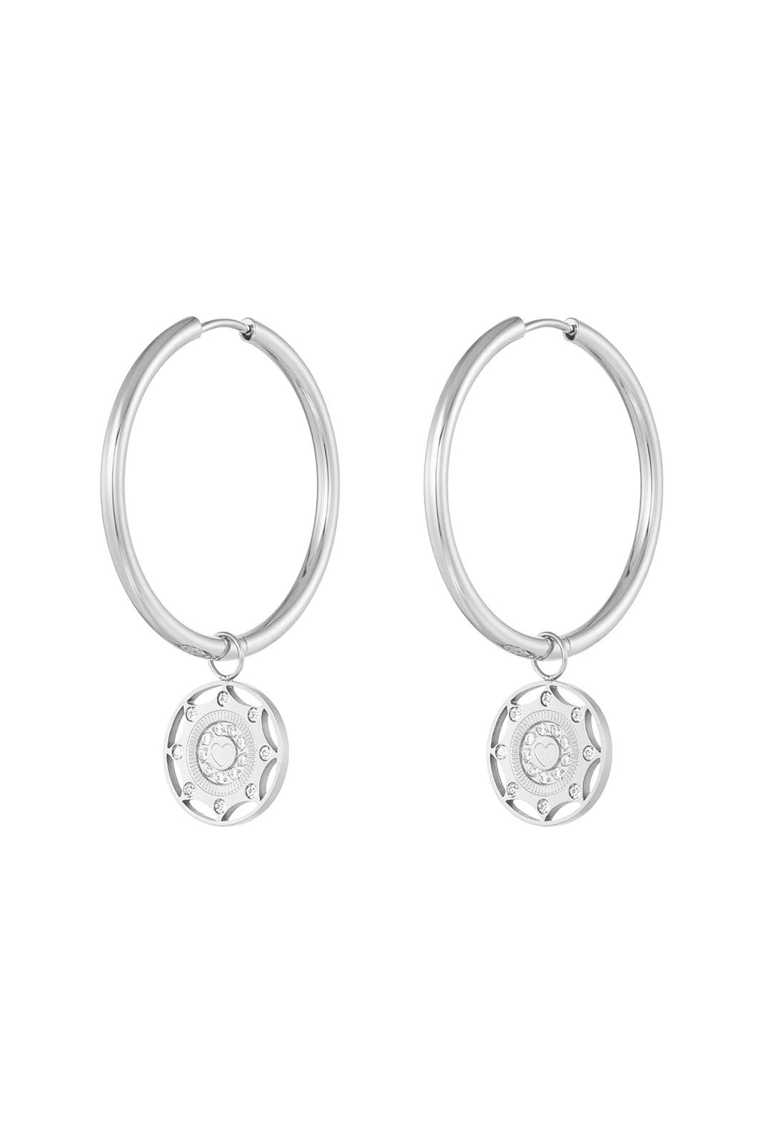 Oorbel - zirkonen coin -