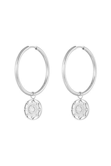 Oorbel - zirkonen coin -