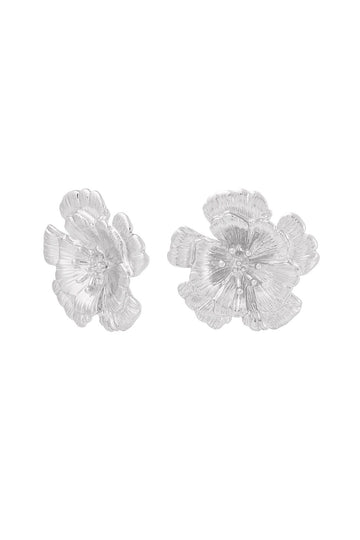 Oorbel - 3D Bloem zilver -