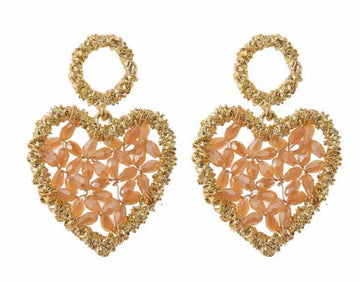 Oorbel - Flower heart zalm -