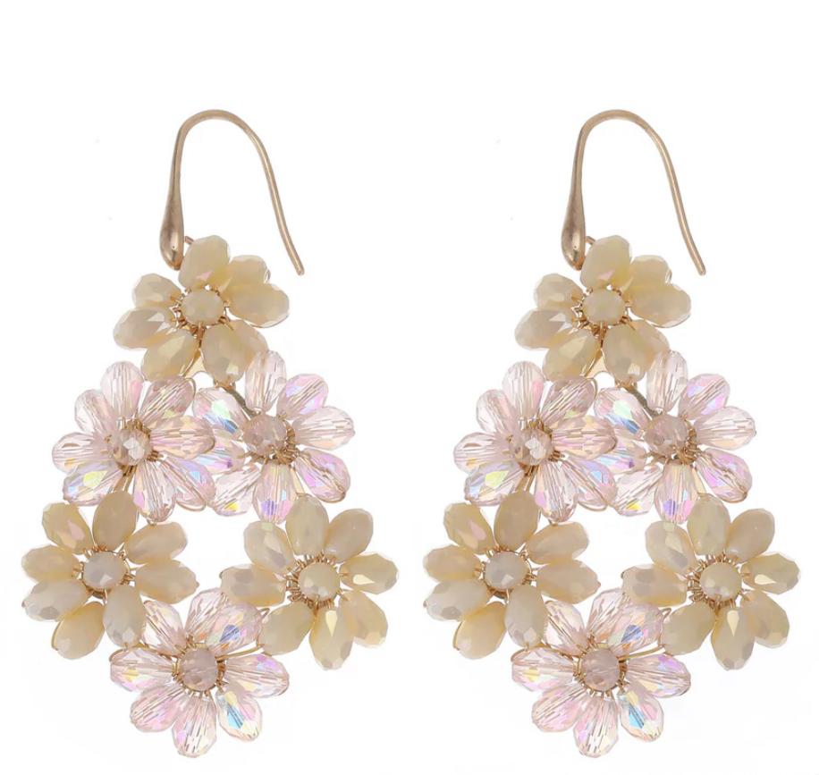 Oorbel - Flowers creme -