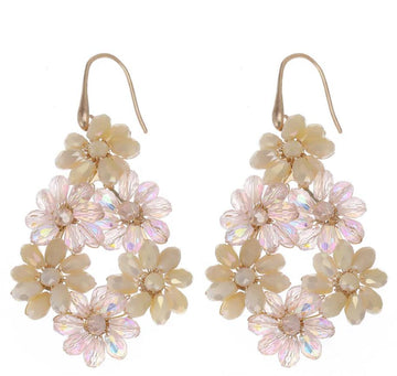 Oorbel - Flowers creme -