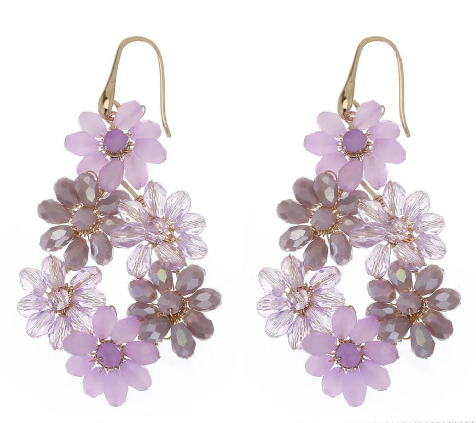 Oorbel - Flowers paars/lila -