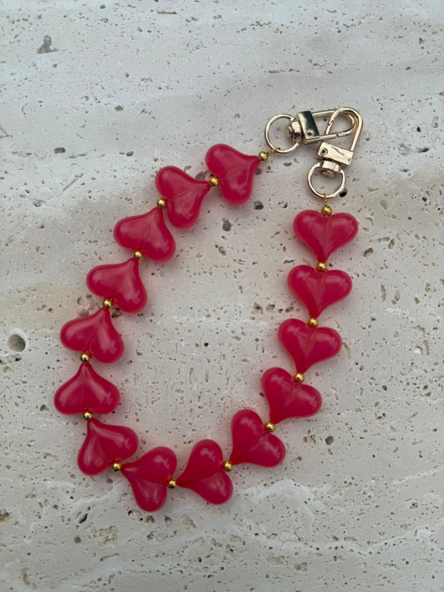 Telefoonkoorden kort - Heart rood transparant-
