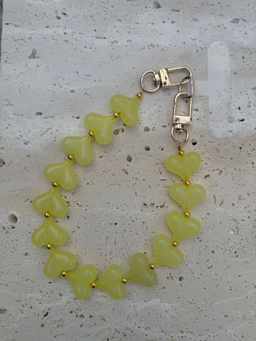 Telefoonkoorden kort - Heart geel transparant-