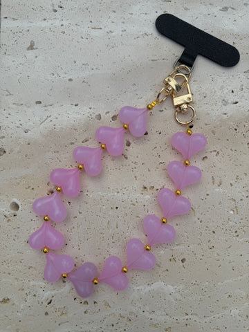 Telefoonkoorden kort - Heart lila transparant-