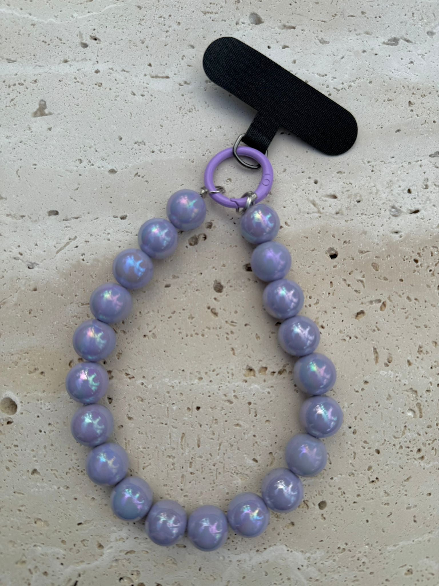 Telefoonkoord kort - Parel parelmoer paars/lila -