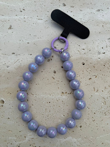 Telefoonkoord kort - Parel parelmoer paars/lila -