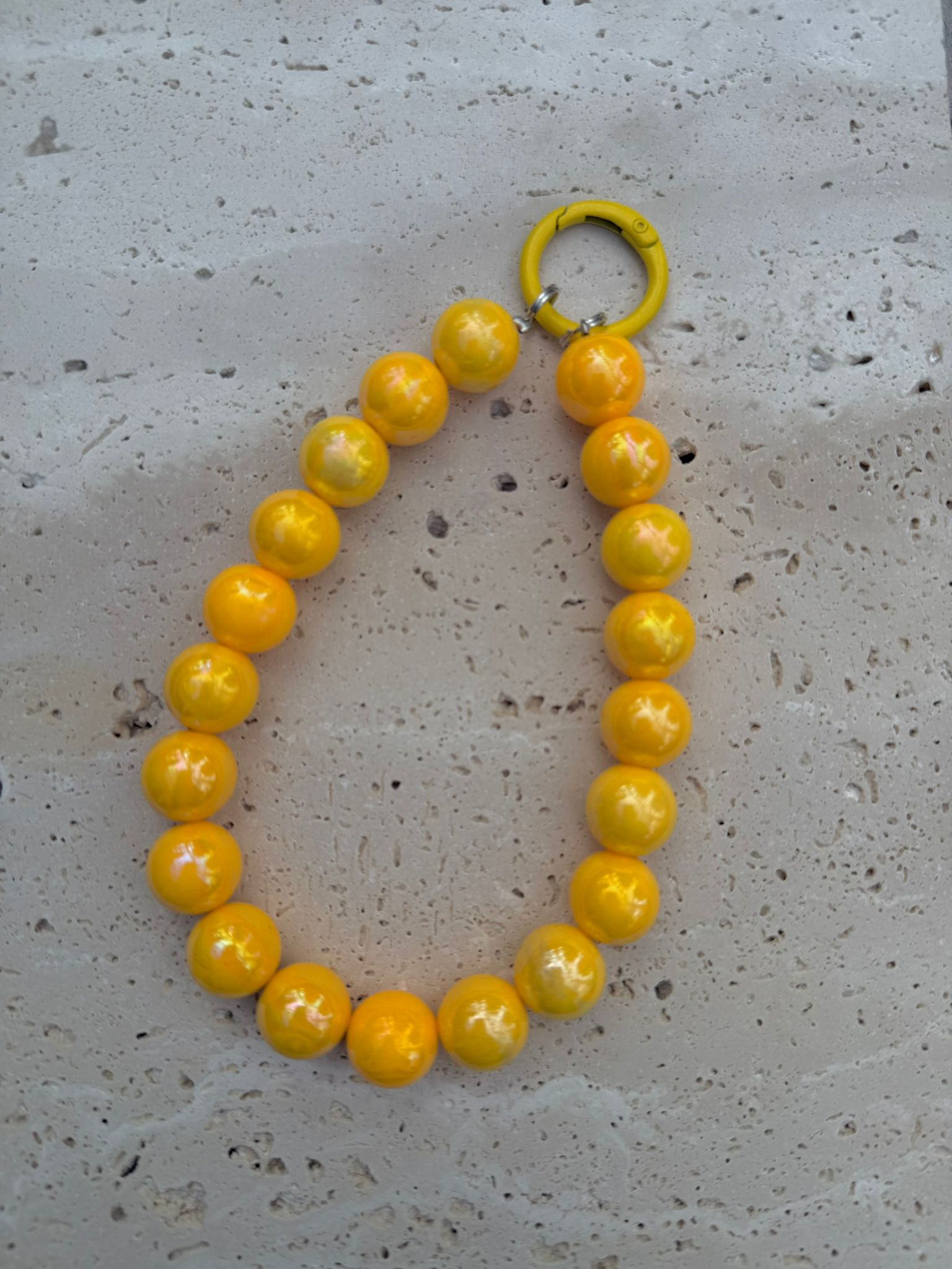 Telefoonkoord kort - Parel parelmoer oker -