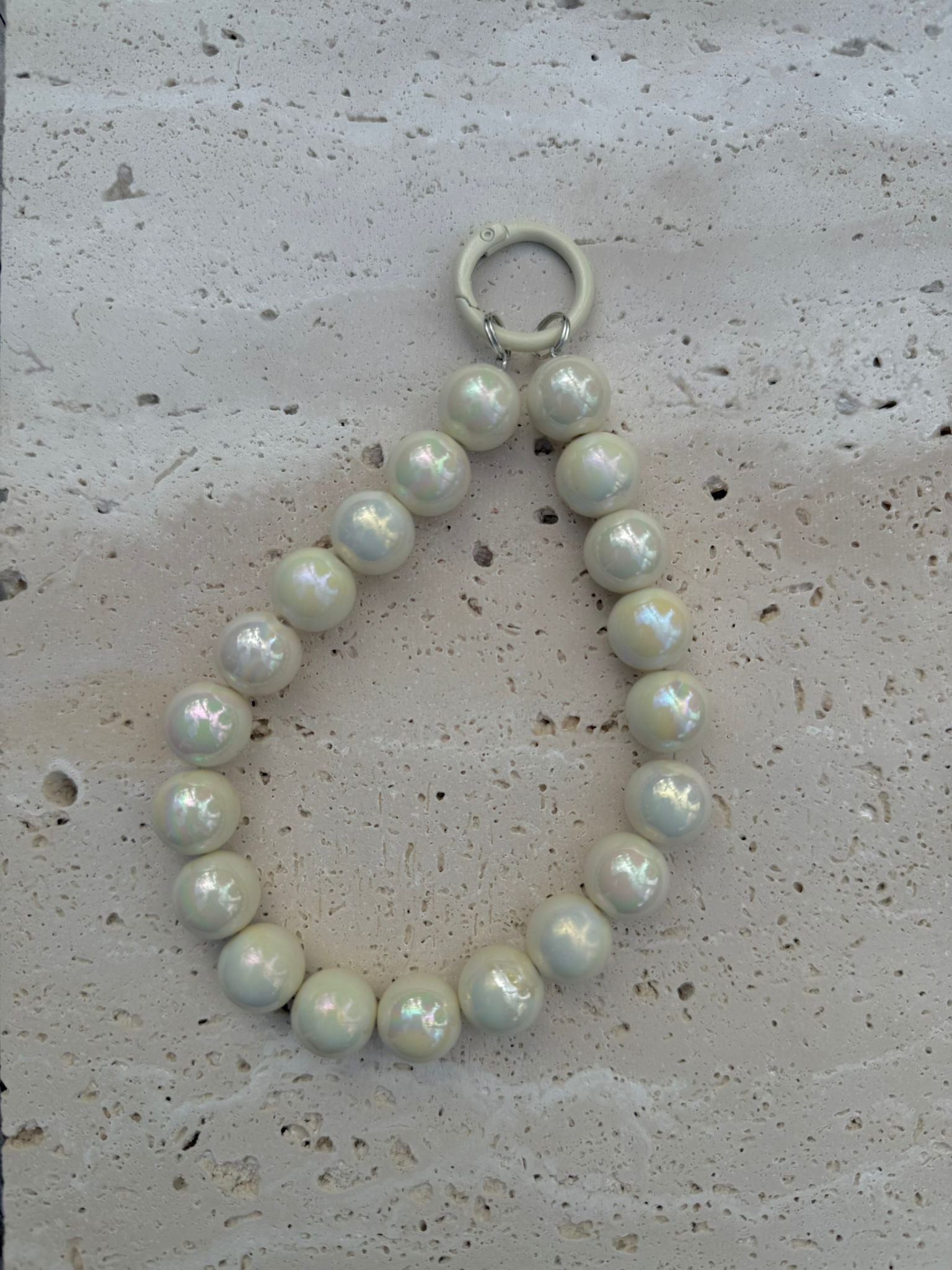 Telefoonkoord kort - Parel parelmoer creme -