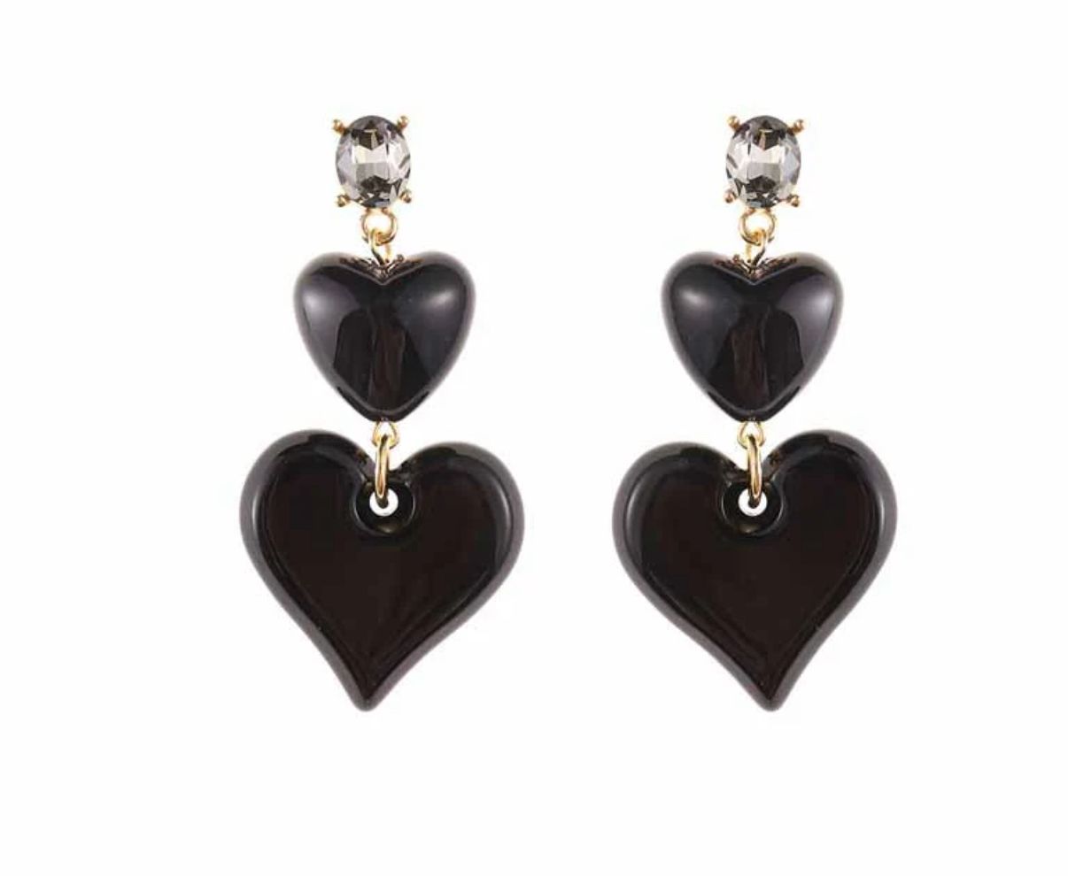 Oorbel - Black hearts -