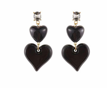 Oorbel - Black hearts -