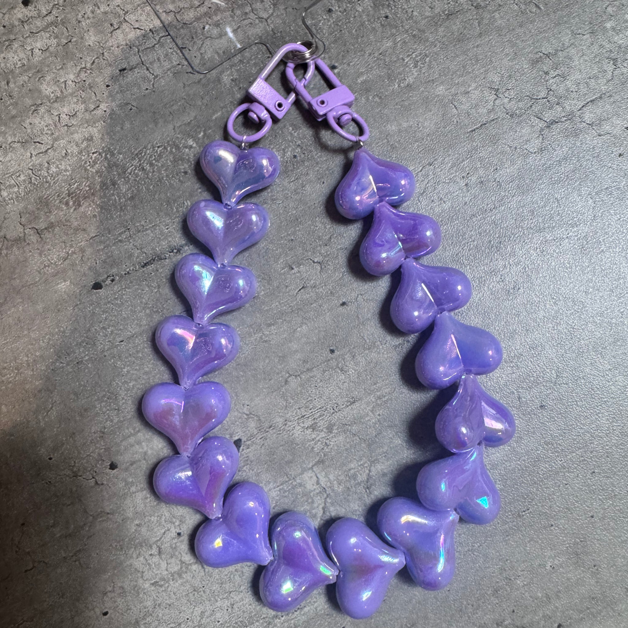 Telefoonkoorden kort - Heart paars parelmoer -