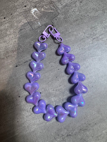 Telefoonkoorden kort - Heart paars parelmoer -