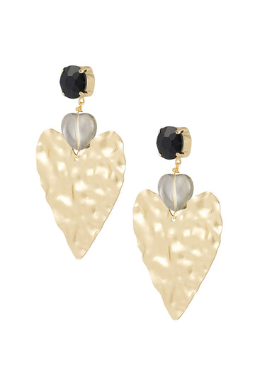 Oorbel - Big love statement zwart/goud -
