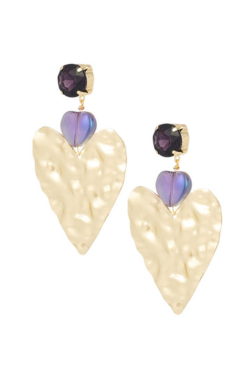 Oorbel - Big love statement zwart/paars -