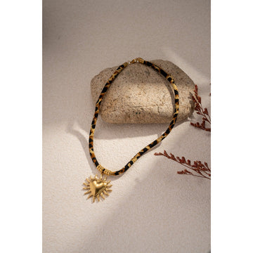 Ketting - Leopard sunny heart -