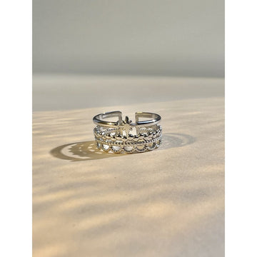 Ring - star motif zilver -