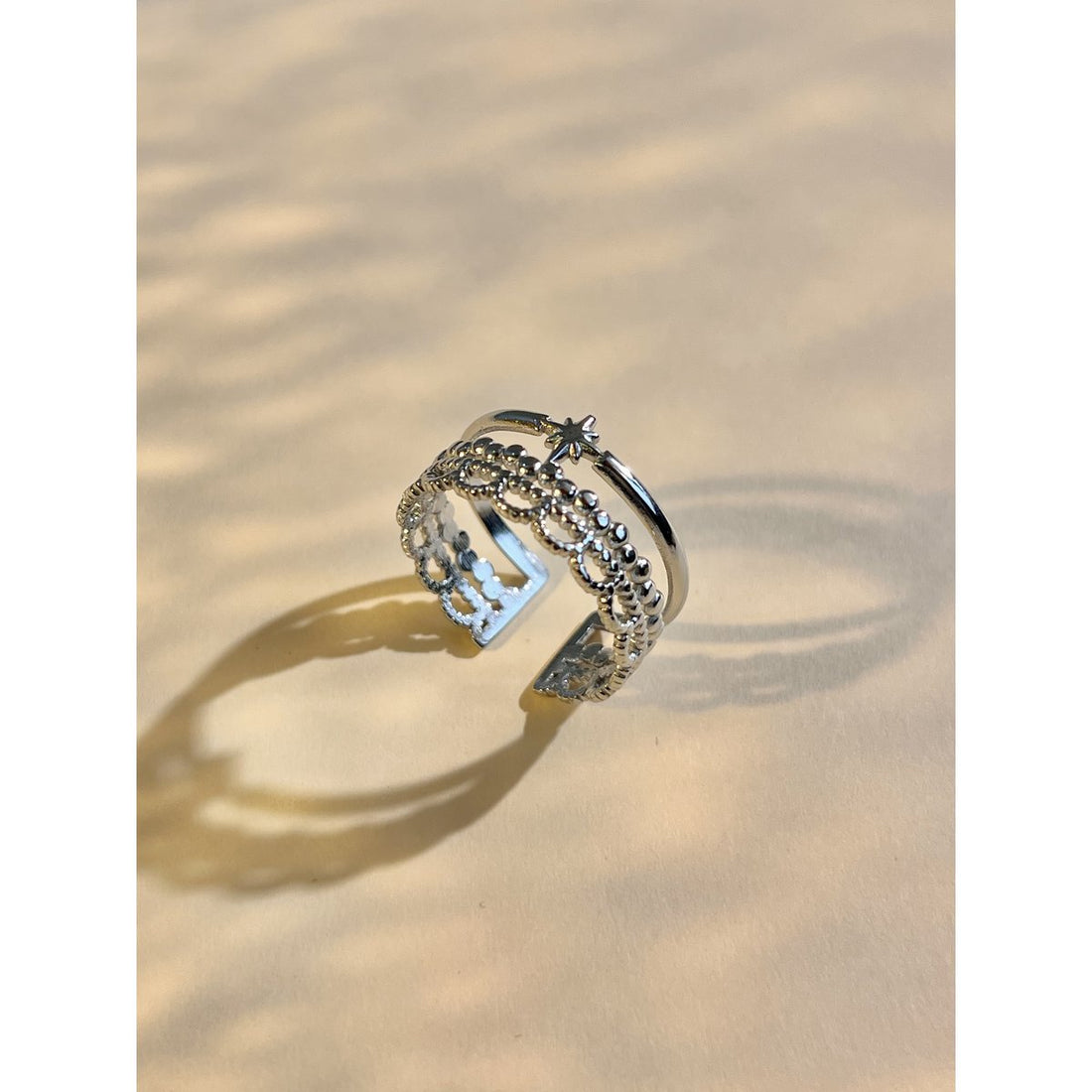 Ring - star motif zilver -