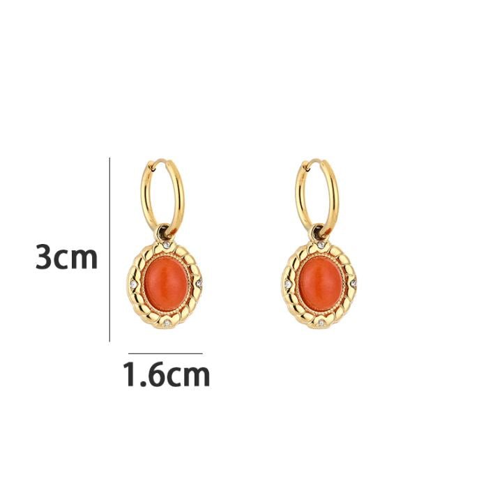 Oorbel - Naturel Oranje -