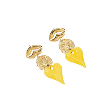 Oorbel - Lips Geel -