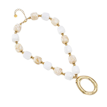 Ketting - Oval beads Creme -