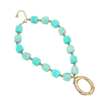 Ketting - Oval beads Blauw -