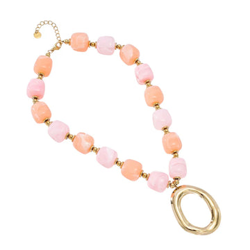 Ketting - Oval beads Roze -