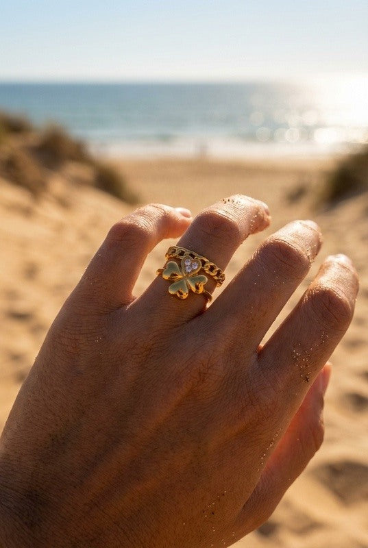 Ring - Klaver strass Goud -