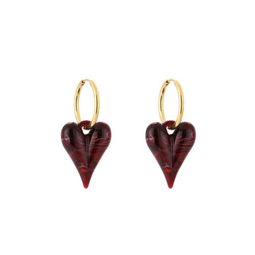 Oorbel - Hartje Rood -