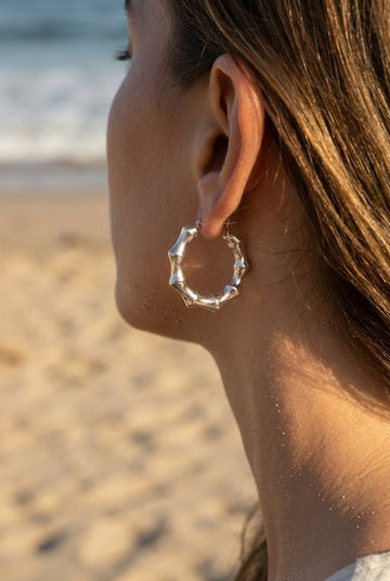 Oorbel - Bamboo hoop Zilver -