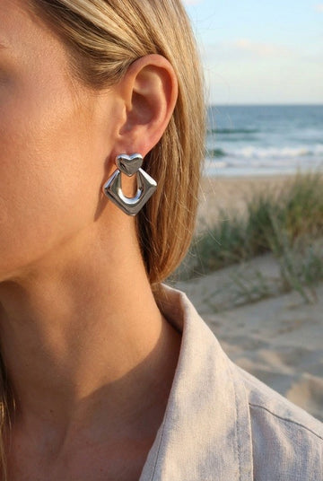 Oorbel - Hart triangle Zilver -