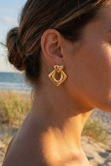 Oorbel - Hart triangle Goud -