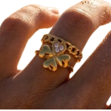 Ring - Klaver strass Goud -