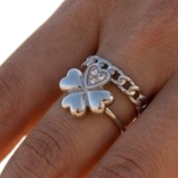 Ring - Klaver strass Zilver -